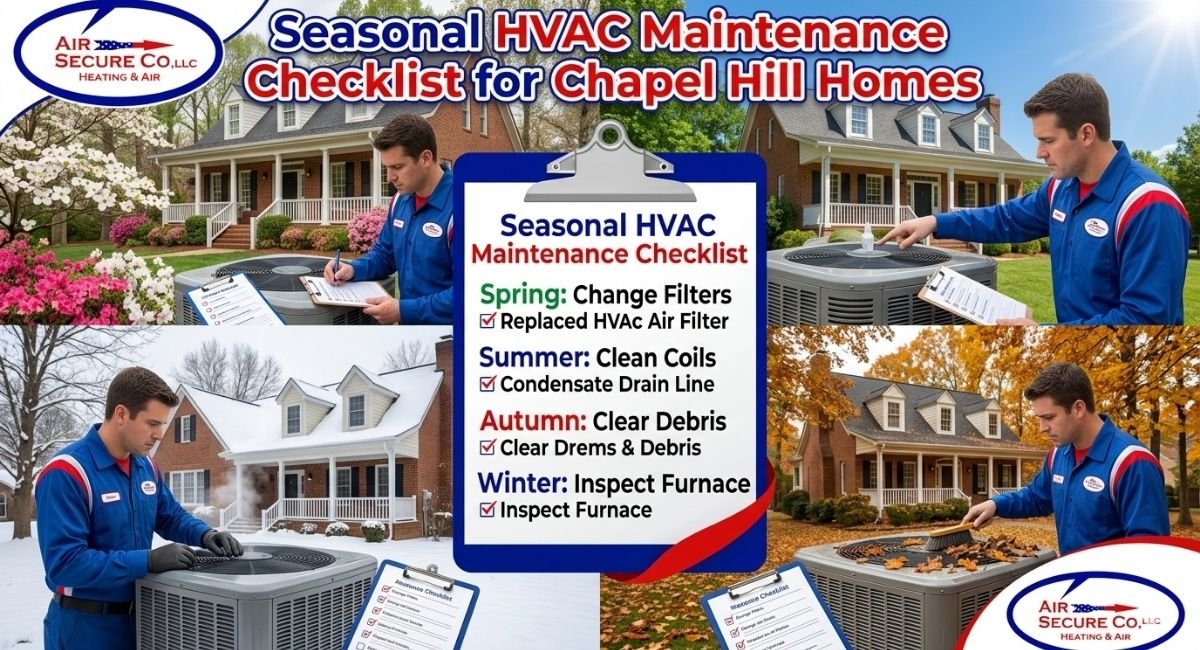 Seasonal HVAC Maintenance Checklist for Chapel Hill Homes: A Complete Year-Round Care Manual 1 You are currently viewing Seasonal HVAC Maintenance Checklist for Chapel Hill Homes: A Complete Year-Round Care Manual